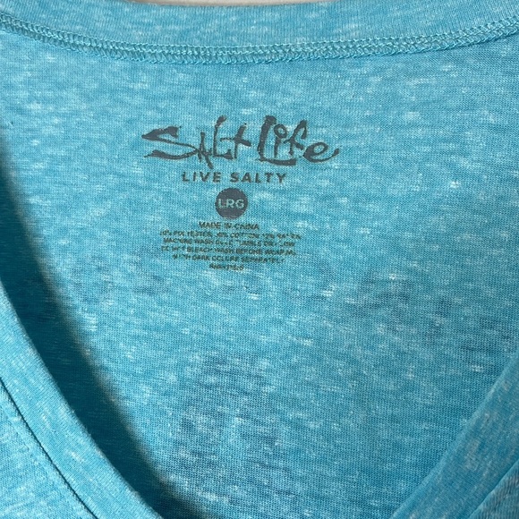 SALT LIFE Blue Long Sleeve V Neck T-Shirt - Picture 3 of 4